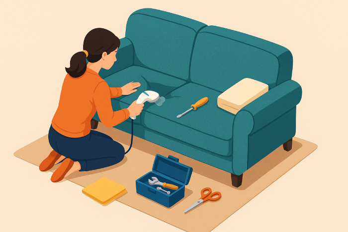 تعمیر فرو رفتگی مبل چرمی در خانه